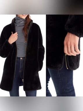J.Crew Faux Shearling Side Zip Teddy Bear Coat